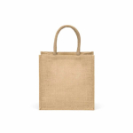 Gelamineerde jute boodschappentas met katoenen hengsels 16 L kleur naturel achter weergave