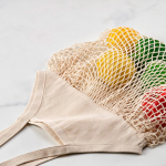 Boodschappentas van katoenen net met lange hengsels 180 g/m² kleur naturel gedetailleerde weergave
