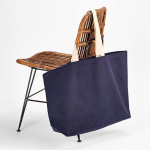 Boodschappentas van katoen met bodemvouw 32 L 400 g/m² kleur marineblauw sfeerweegave