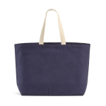 Boodschappentas van katoen met bodemvouw 32 L 400 g/m² kleur marineblauw vooraanzicht