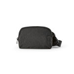 Waterbestendige heuptas van gerecycled nylon met achtervak 1,5 L kleur zwart vooraanzicht