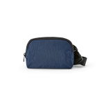 Waterbestendige heuptas van gerecycled nylon met achtervak 1,5 L kleur marineblauw vooraanzicht