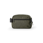 Waterbestendige heuptas van gerecycled nylon met achtervak 1,5 L kleur donkergroen achter weergave