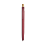 Gerecyclede aluminium pen met rubbercoating, clip en blauwe inkt kleur bordeaux