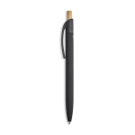 Gerecyclede aluminium pen met rubbercoating, clip en blauwe inkt kleur zwart