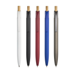 Gerecyclede aluminium pen met rubbercoating, clip en blauwe inkt kleur wit