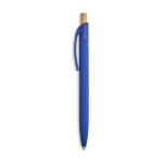 Gerecyclede aluminium pen met rubbercoating, clip en blauwe inkt kleur koningsblauw