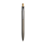Gerecyclede aluminium pen met rubbercoating, clip en blauwe inkt kleur lichtgrijs