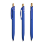Gerecyclede aluminium pen met rubbercoating, clip en blauwe inkt