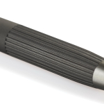 Aluminium balpen met rubbercoating en reliëfdetails, blauwe inkt kleur donkergrijs