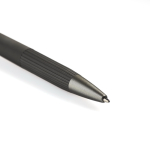 Aluminium balpen met rubbercoating en reliëfdetails, blauwe inkt kleur donkergrijs