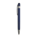 Aluminium balpen met rubbercoating en reliëfdetails, blauwe inkt kleur marineblauw
