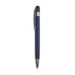 Aluminium balpen met rubbercoating en reliëfdetails, blauwe inkt kleur marineblauw