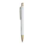 Aluminium pen met matgouden details, uitsparing en blauwe inkt kleur wit