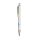 Aluminium pen met matgouden details, uitsparing en blauwe inkt kleur wit
