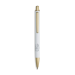 Aluminium pen met matgouden details, uitsparing en blauwe inkt kleur wit