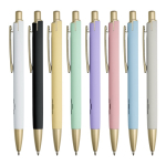 Aluminium pen met matgouden details, uitsparing en blauwe inkt kleur wit