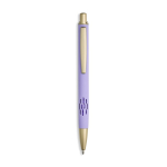 Aluminium pen met matgouden details, uitsparing en blauwe inkt kleur paars