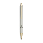 Aluminium pen met matgouden details, uitsparing en blauwe inkt kleur lichtgrijs