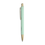 Aluminium pen met matgouden details, uitsparing en blauwe inkt kleur mintgroen
