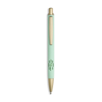 Aluminium pen met matgouden details, uitsparing en blauwe inkt kleur mintgroen