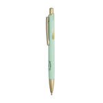 Aluminium pen met matgouden details, uitsparing en blauwe inkt kleur mintgroen