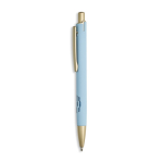 Aluminium pen met matgouden details, uitsparing en blauwe inkt kleur lichtblauw