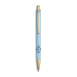 Aluminium pen met matgouden details, uitsparing en blauwe inkt kleur lichtblauw