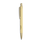Aluminium pen met matgouden details, uitsparing en blauwe inkt kleur lichtgeel