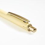 Aluminium pen met matgouden details, uitsparing en blauwe inkt kleur lichtgeel