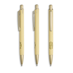 Aluminium pen met matgouden details, uitsparing en blauwe inkt