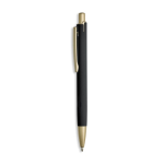 Aluminium pen met matgouden details, uitsparing en blauwe inkt