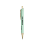 Aluminium pen met matgouden details, uitsparing en blauwe inkt