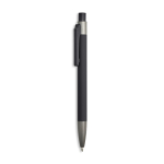 Aluminium balpen met rubbercoating, kunststof clip en blauwe inkt kleur zwart