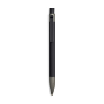 Aluminium balpen met rubbercoating, kunststof clip en blauwe inkt kleur zwart