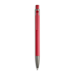 Aluminium balpen met rubbercoating, kunststof clip en blauwe inkt kleur rood