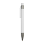 Aluminium balpen met rubbercoating, kunststof clip en blauwe inkt kleur wit