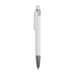Aluminium balpen met rubbercoating, kunststof clip en blauwe inkt kleur wit