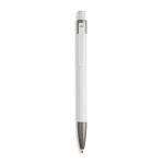 Aluminium balpen met rubbercoating, kunststof clip en blauwe inkt kleur wit
