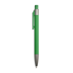 Aluminium balpen met rubbercoating, kunststof clip en blauwe inkt kleur groen