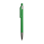 Aluminium balpen met rubbercoating, kunststof clip en blauwe inkt kleur groen