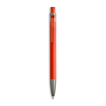 Aluminium balpen met rubbercoating, kunststof clip en blauwe inkt kleur oranje
