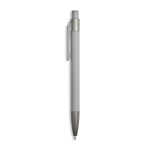 Aluminium balpen met rubbercoating, kunststof clip en blauwe inkt kleur lichtgrijs