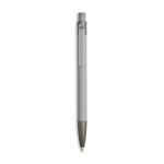 Aluminium balpen met rubbercoating, kunststof clip en blauwe inkt kleur lichtgrijs