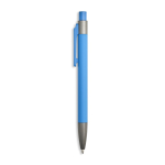 Aluminium balpen met rubbercoating, kunststof clip en blauwe inkt kleur lichtblauw