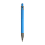 Aluminium balpen met rubbercoating, kunststof clip en blauwe inkt kleur lichtblauw