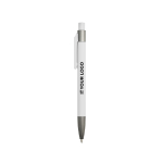 Aluminium balpen met rubbercoating, kunststof clip en blauwe inkt