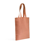 Tas van gerecycled katoen en plastic met bodemvouw 140 g/m² kleur rood-bruin
