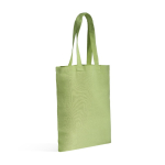 Tas van gerecycled katoen en plastic met bodemvouw 140 g/m² kleur lichtgroen