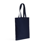 Tas van gerecycled katoen en plastic met bodemvouw 140 g/m² kleur marineblauw
